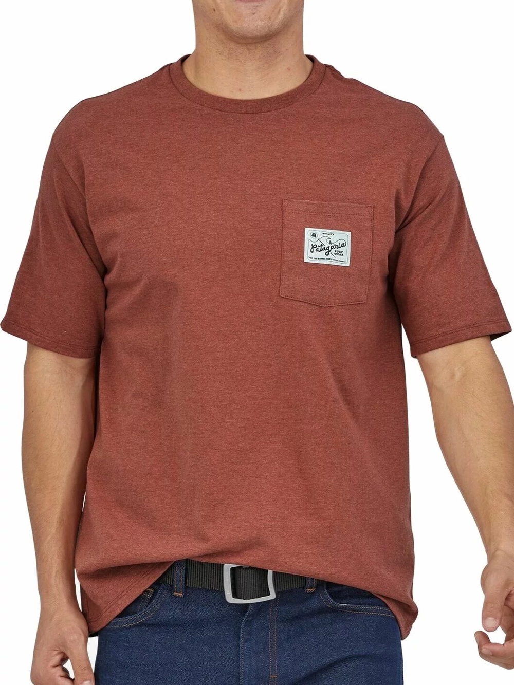 Patagonia Men's Short-Sleeve Pocket Tee in Rust Red